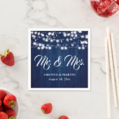 Serviette En Papier Mariage rustique bleu marine M et Mme (En situation)