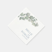 Serviette En Papier Mariage Rustique Boho Feuillage Eucalyptus (Coin)