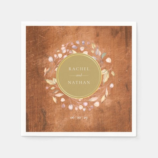 Serviette En Papier Mariage rustique Bois vert Garland (Devant)