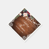 Serviette En Papier Mariage rustique Bourgogne Blue Floral dentelle (Coin)