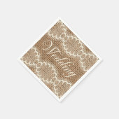 Serviette En Papier Mariage rustique Burlap Lace (Coin)