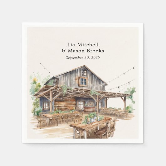 Serviette En Papier Mariage rustique chic (Devant)