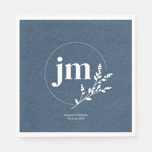 Serviette En Papier Mariage rustique chic gris ardoise (Devant)
