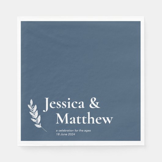 Serviette En Papier Mariage rustique chic gris ardoise (Devant)