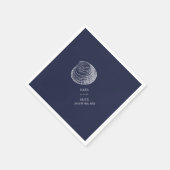 Serviette En Papier Mariage Rustique Clamshell Blue Beach (Coin)
