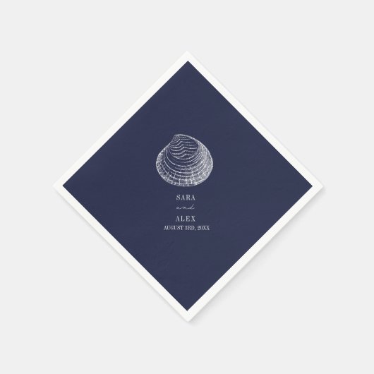 Serviette En Papier Mariage Rustique Clamshell Blue Beach (Coin)
