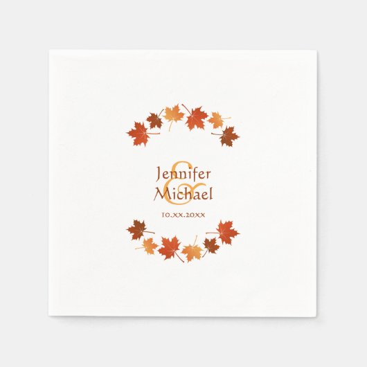 Serviette En Papier mariage rustique d'automne feuilles d'érable (Devant)