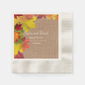 Serviette En Papier Mariage rustique de feuilles d'automne sur toile d (Devant)