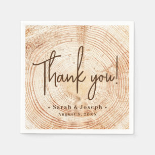 Serviette En Papier Mariage rustique de grain de bois Merci