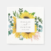 Serviette En Papier Mariage rustique de tournesol Eucalyptus (Devant)