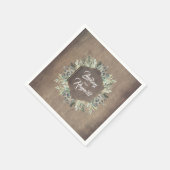 Serviette En Papier Mariage rustique du bois et de la verdure (Coin)