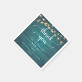 Serviette En Papier Mariage rustique, en Arrière - plan bois Turquoise (Coin)