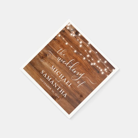 Serviette En Papier Mariage rustique en bois simple et élégant (Coin)