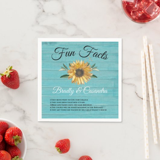 Serviette En Papier Mariage rustique Faits amusants Tournesol Lumière  (En situation)