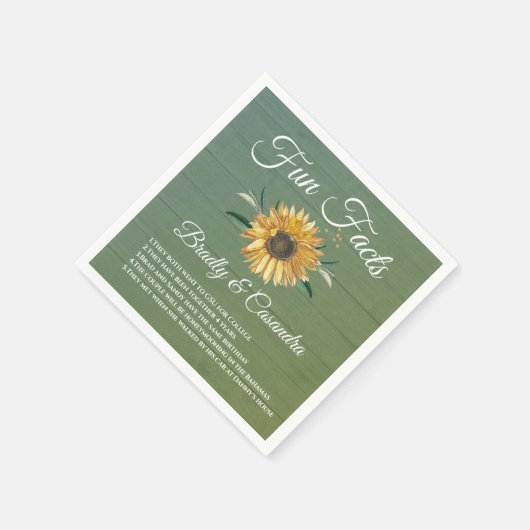 Serviette En Papier Mariage rustique Faits amusants tournesol vert boi (Coin)