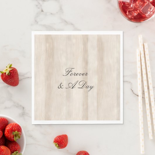 Serviette En Papier Mariage Rustique Faux Crème Blanc Bois (En situation)