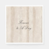 Serviette En Papier Mariage Rustique Faux Crème Blanc Bois (Devant)