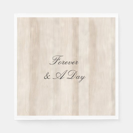 Serviette En Papier Mariage Rustique Faux Crème Blanc Bois (Devant)