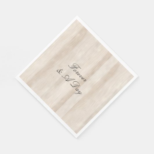 Serviette En Papier Mariage Rustique Faux Crème Blanc Bois (Coin)