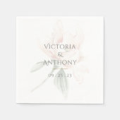 Serviette En Papier Mariage rustique floral neutre élégant (Devant)