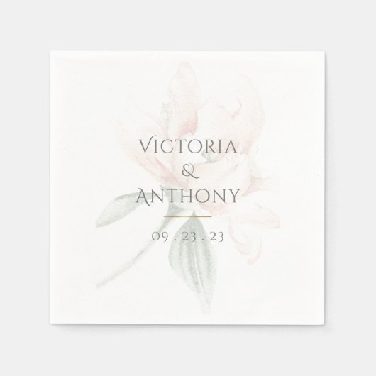 Serviette En Papier Mariage rustique floral neutre élégant (Devant)