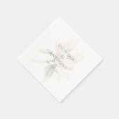 Serviette En Papier Mariage rustique floral neutre élégant (Coin)