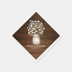 Serviette En Papier Mariage rustique jarre de mason floral
