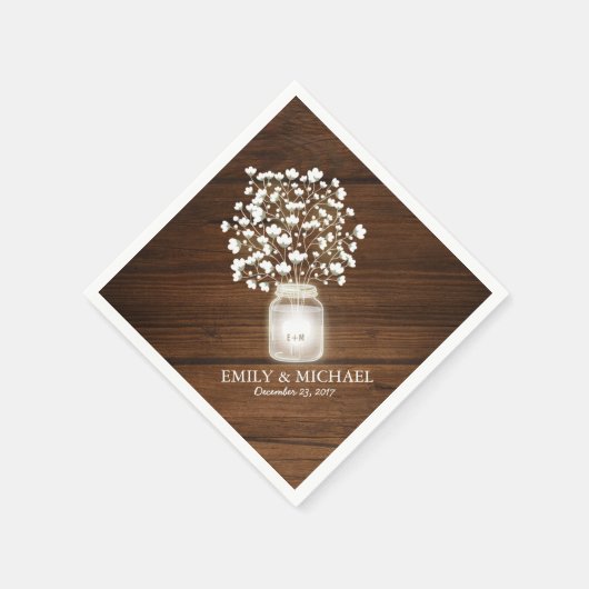 Serviette En Papier Mariage rustique jarre de mason floral (Coin)