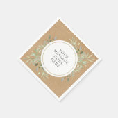 Serviette En Papier Mariage Rustique Kraft Bohème Eucalyptus Verdure (Coin)