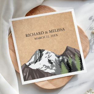 Serviette En Papier Mariage rustique Kraft en forêt de montagne