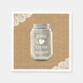 Serviette En Papier Mariage rustique Mason Jar Burlap & Lace (Devant)