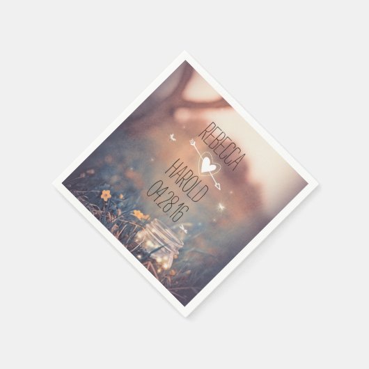 Serviette En Papier Mariage rustique Mason Jar et Fireflies Jardin (Coin)