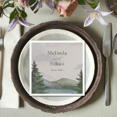 Serviette En Papier Mariage Rustique Mountain & Lake Evergreen