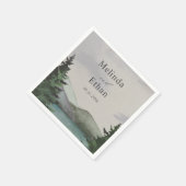 Serviette En Papier Mariage Rustique Mountain & Lake Evergreen (Coin)