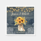 Serviette En Papier Mariage Rustique Navy Tournesol Pot en Grès (Devant)