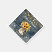 Serviette En Papier Mariage Rustique Navy Tournesol Pot en Grès (Coin)