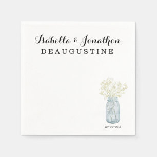 Serviette En Papier Mariage rustique personnalisé - Mason Jar