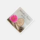 Serviette En Papier Mariage Rustique Pink Daisy Woods (Coin)