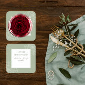 Serviette En Papier Mariage Rustique Sage Vert et Moderne Blanc