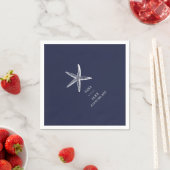 Serviette En Papier Mariage Rustique Starfish Blue Beach (En situation)