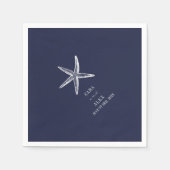 Serviette En Papier Mariage Rustique Starfish Blue Beach (Devant)