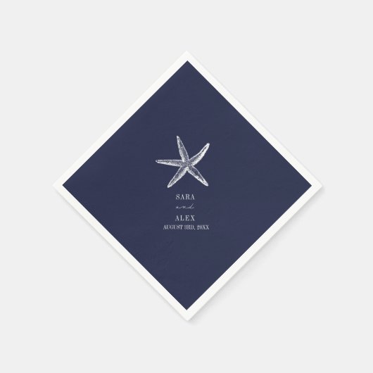 Serviette En Papier Mariage Rustique Starfish Blue Beach (Coin)
