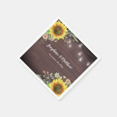Serviette En Papier Mariage rustique Tournesol Bois Lumière (Coin)