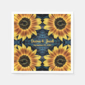 Serviette En Papier Mariage rustique Tournesol Jaune Denim Jeans Bleu (Devant)