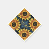 Serviette En Papier Mariage rustique Tournesol Jaune Denim Jeans Bleu (Coin)