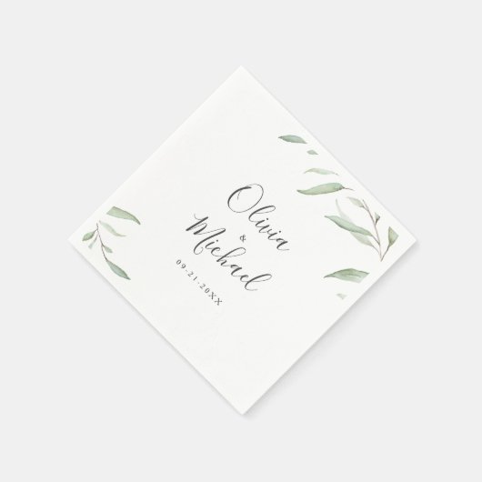 Serviette En Papier Mariage rustique verdoyante minimale (Coin)
