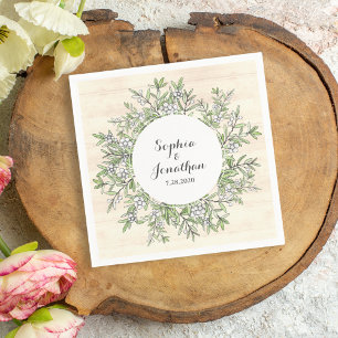 Serviette En Papier Mariage rustique Vintage Floral Wreath