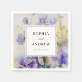 Serviette En Papier Mariage rustique violets aquarelle (Devant)