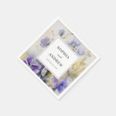 Serviette En Papier Mariage rustique violets aquarelle (Coin)