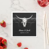 Serviette En Papier Mariage Rustique Western Noir et Blanc Taureau (En situation)